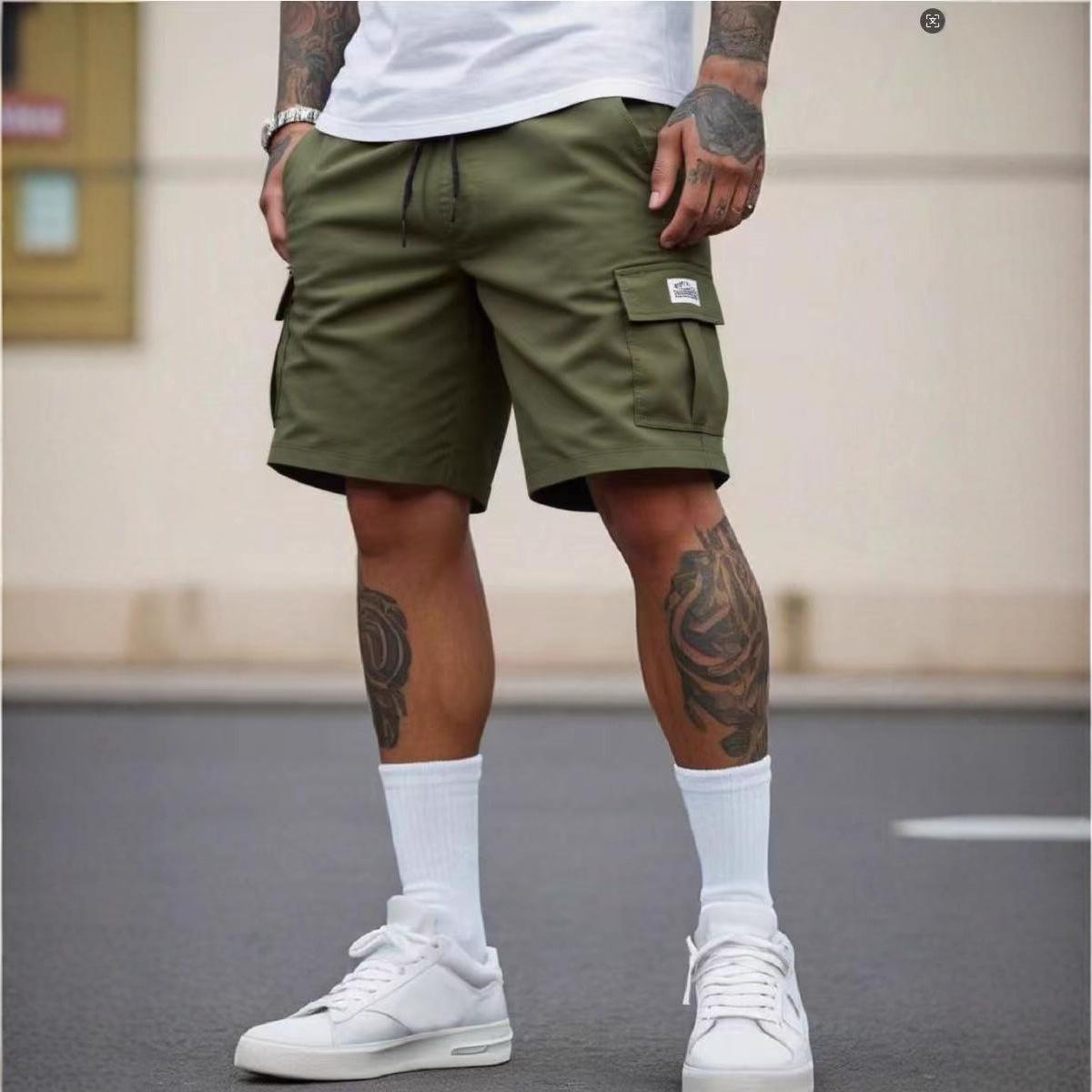 Summer Versatile Thin Quick-drying Shorts Men s Loose Casual Sports Overalls L армия зеленый