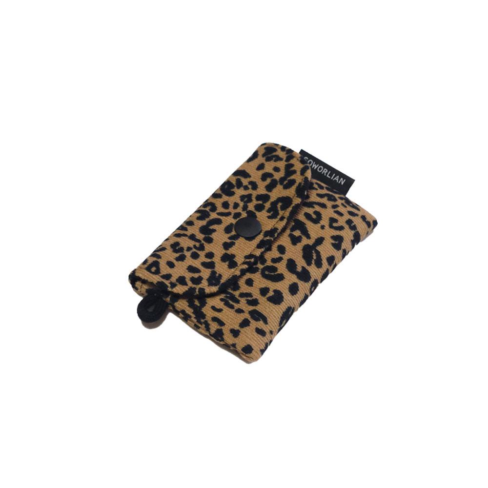 Soworlian Simple Card Wallet_Leopard Corduroy Camel