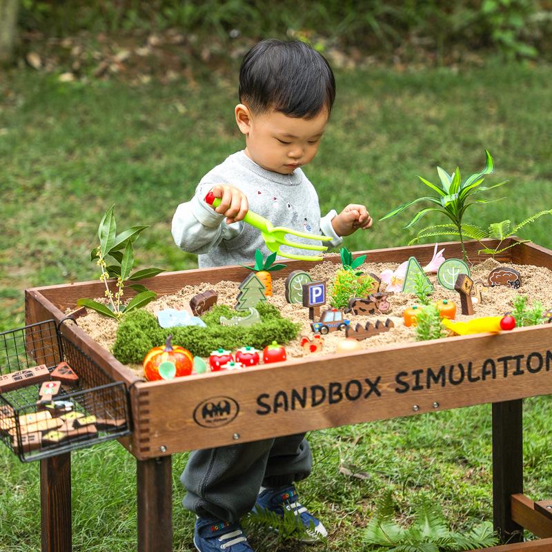 Kids' Wooden Sandbox and Water Play Outdoor Toys