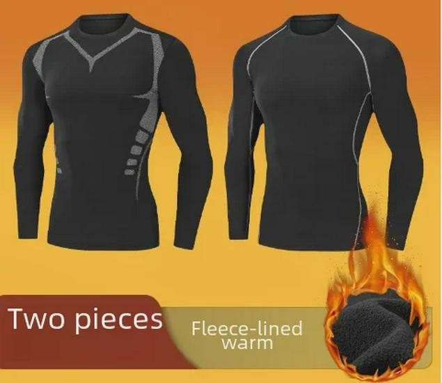 Men's Winter Thermal Velvet Underwear Suit - Thick, Cold-Proof, for Running and Sports.
