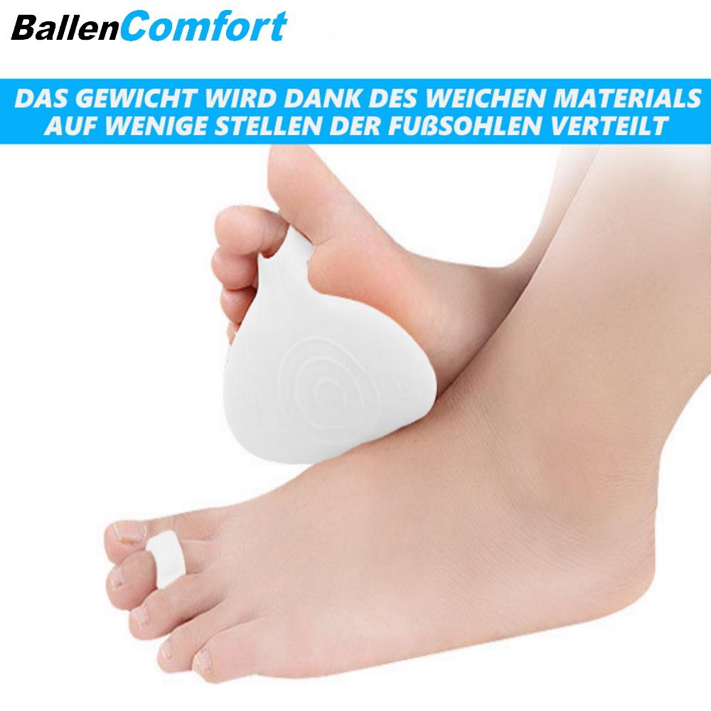 BallenComfort Vorfußpolster Fußpads Silikon Fußpolster Ballenkissen Metatarsal