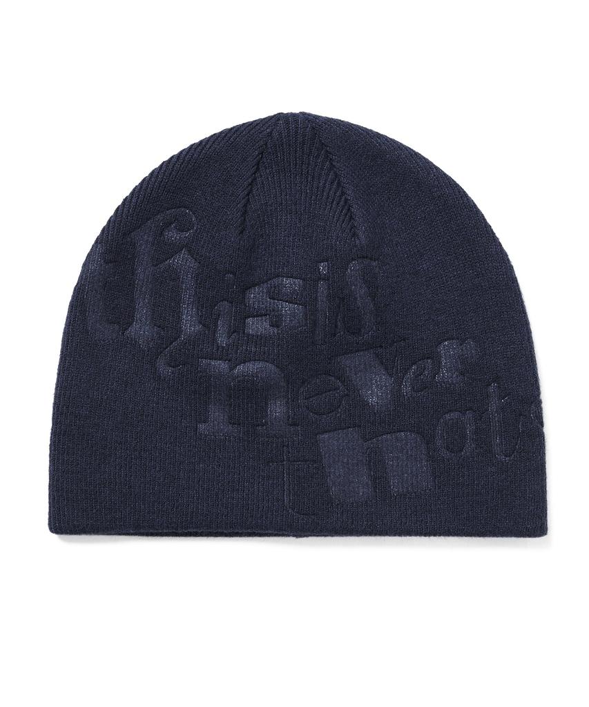 THISISNEVERTHAT Debossed No Cuff Beanie Navy