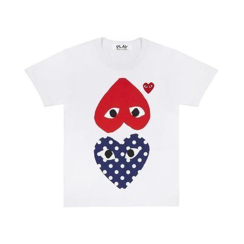 COMME DES GARCONS PLAY PUNTÍKOVANÉ PÁNSKÉ TRIČKO - Bílé - AZ-T240-051-1 Unisex Tričko
