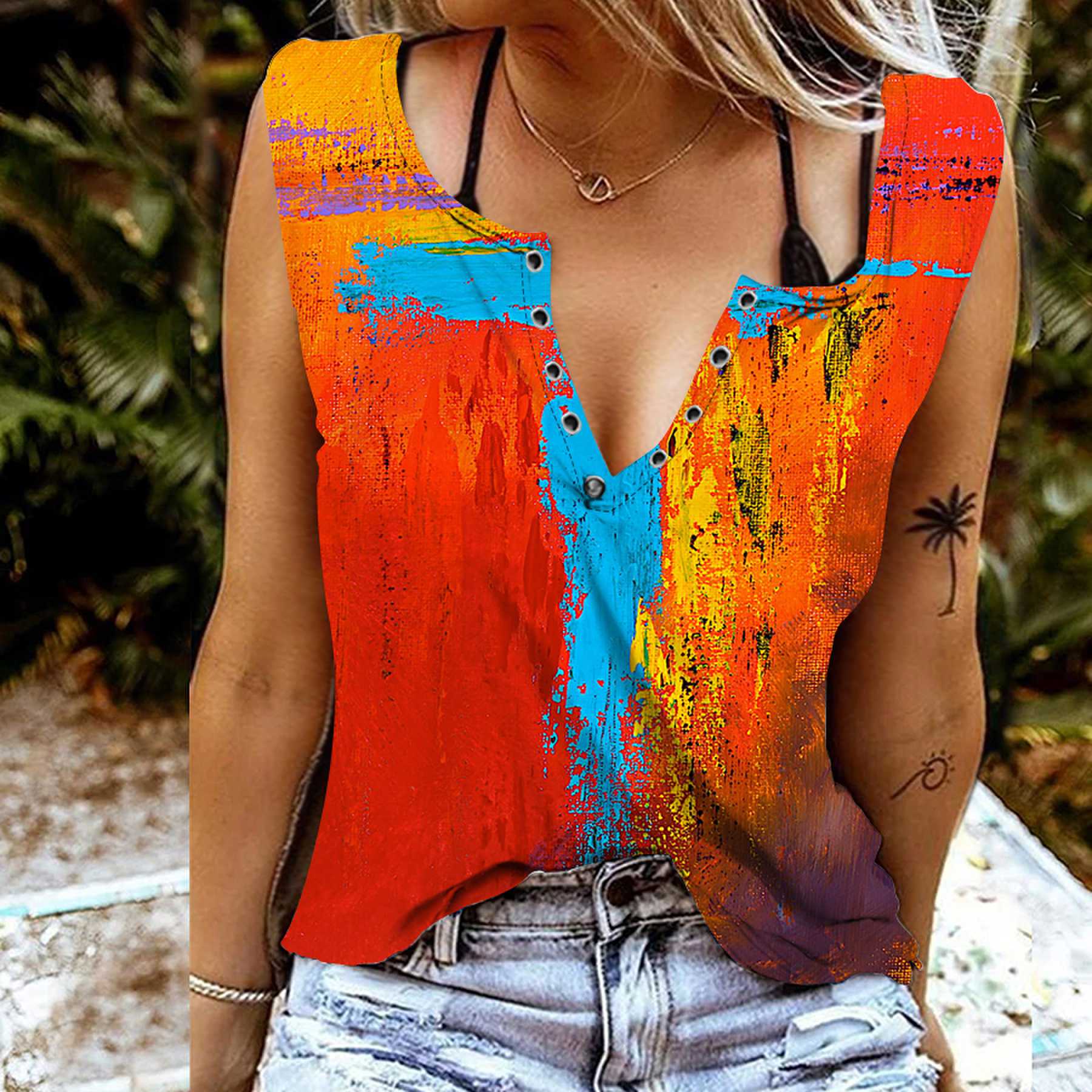 

Женские майки, сексуальные летние топы без рукавов с v-образным вырезом, жилет с 3D-принтом в виде креста, крутые легкие топы 8XL красный