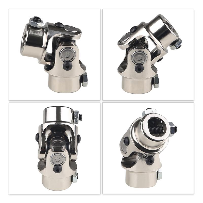 For BMW Ford 3/4" DD x 3/4" DD Nickel Plating Single Steering Shaft Universal U Joint Car Accessories Total Length 83mm (3-1/4")