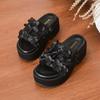 European Station Summer 2025 New One-Word with Open-toed Flower Cool Slippers Women's Fashion Casual Thick Bottom Skinny Outer Wear