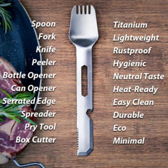 1/2/3Pcs 10-in-1 Multifunction Spoon Stainless Steel Fork Spoon Cutter Peeler Bottle Can Opener Sawteeth Spreader Pry Tools Outdoor Camping