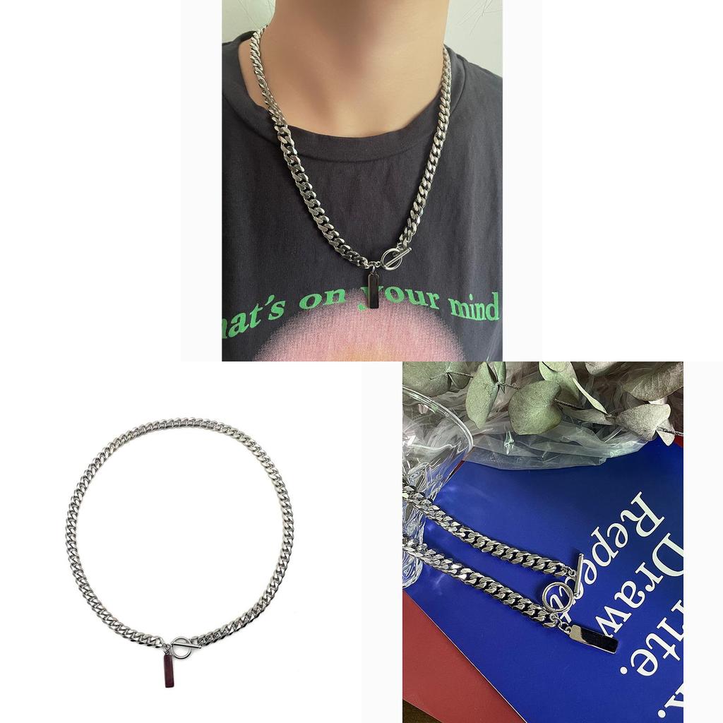 Mens Geometric Stainless Steel Cuban Chain Necklace For Streetwear Style