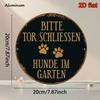 HD Tin Sign German Dogs In Garden Warning Round Metal Wall Art Vintage Pet Decor