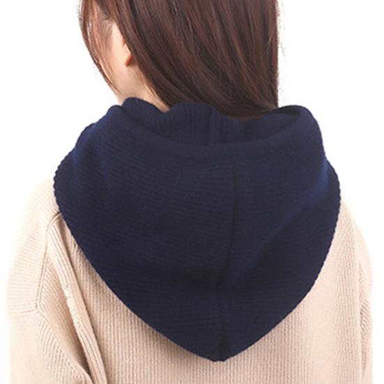 Strickmütze Schal Kombi Einfarbig Verstellbarer Kordelzug Kapuzenschal Damen Winter Warm Winddicht Elastisch Thermomütze