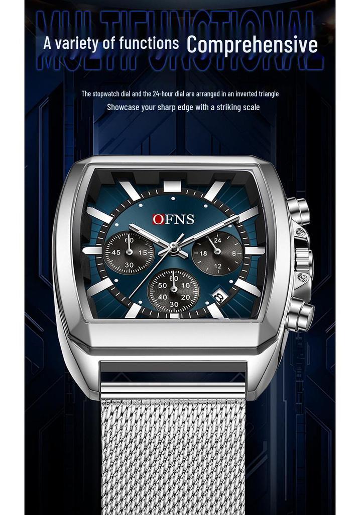 Ofns Classic Six-Hand Chronograph Men's Sports Watch, 30M Waterproof Quartz