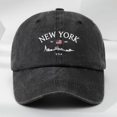 NEW YORK Buchstabenflagge Lustiger Aufdruck Baseballkappe Outdoor Herren Freizeit Verstellbar Sport Visier Mütze