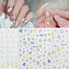 White Wildflower Embossed Relief Nail Art Decoration Sticker 3D Manicure Decals