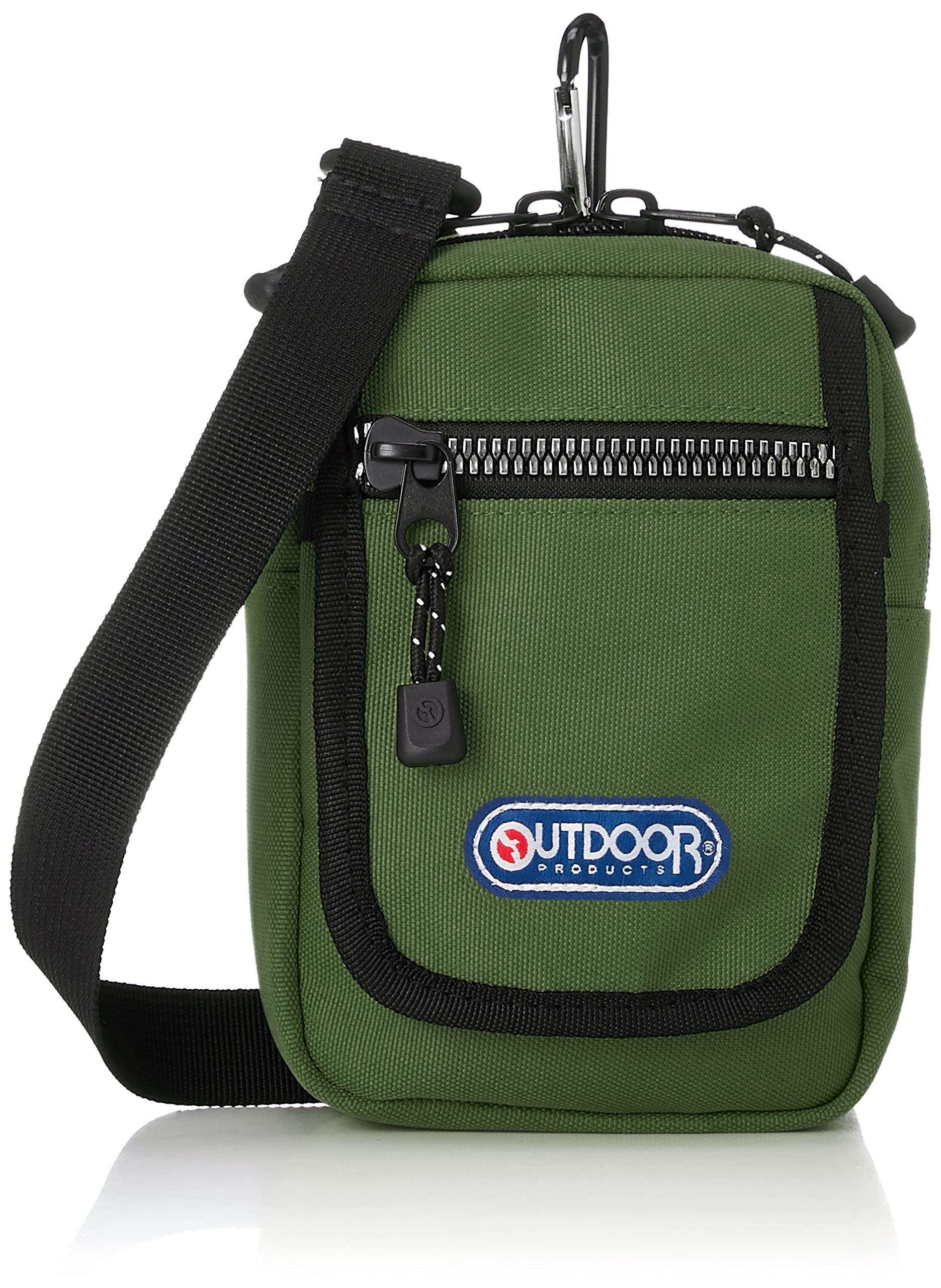 

Outdoor Products Mini Pouch with Shoulder Smartphone Luminous Green Carabiner, Strap, Storage, Design, Metal-Look Zipper, зелений