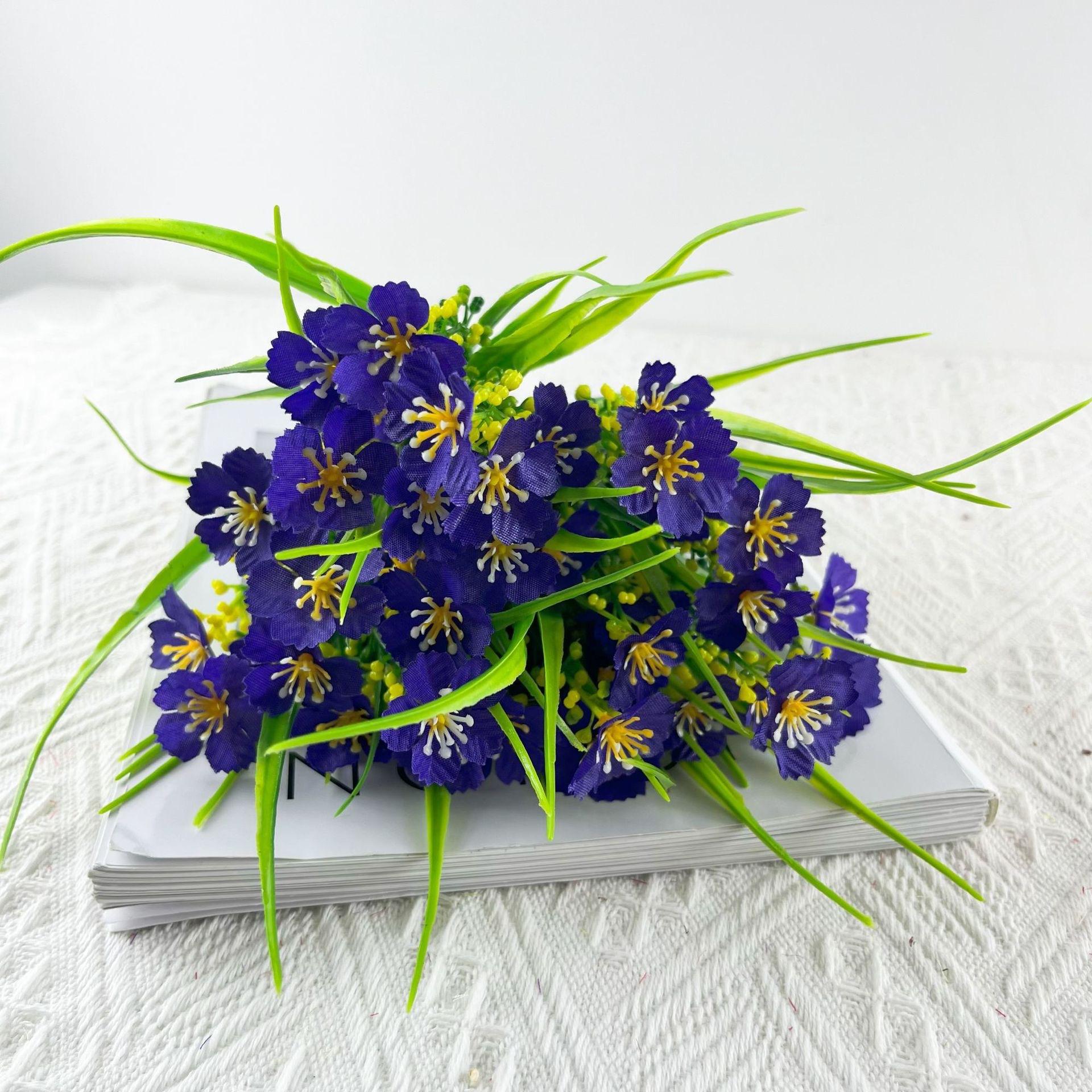 

Прямые продажи 5 весенних травянистых маргариток, искусственные цветы, предметы интерьера, фотографии на открытом воздухе, свадебные украшения, искусственные зеленые растения темно-синий