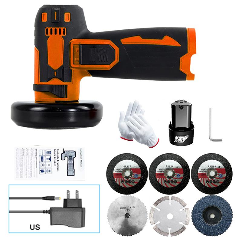 12V Mini Angle Grinder with Rechargeable Lithium Battery Cordless Polishing Machine Diamond Cutting With Accessories