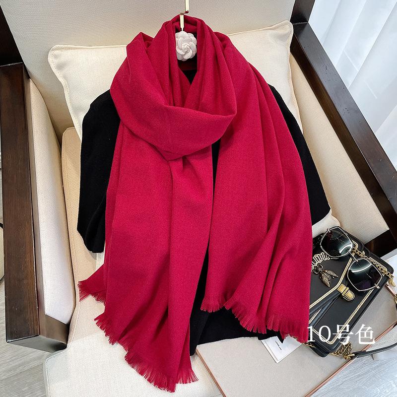 New Autumn And Winter Classic Solid Color Warm Scarf For Women, Fashionable Imitation Cashmere, Thickened Student Scarf, Dual-Use Shawl