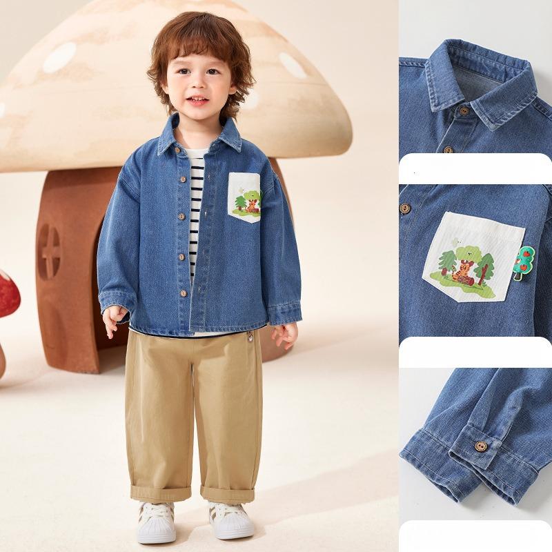 Jarní a podzimní nová dětská volná univerzální ležérní džínová košile