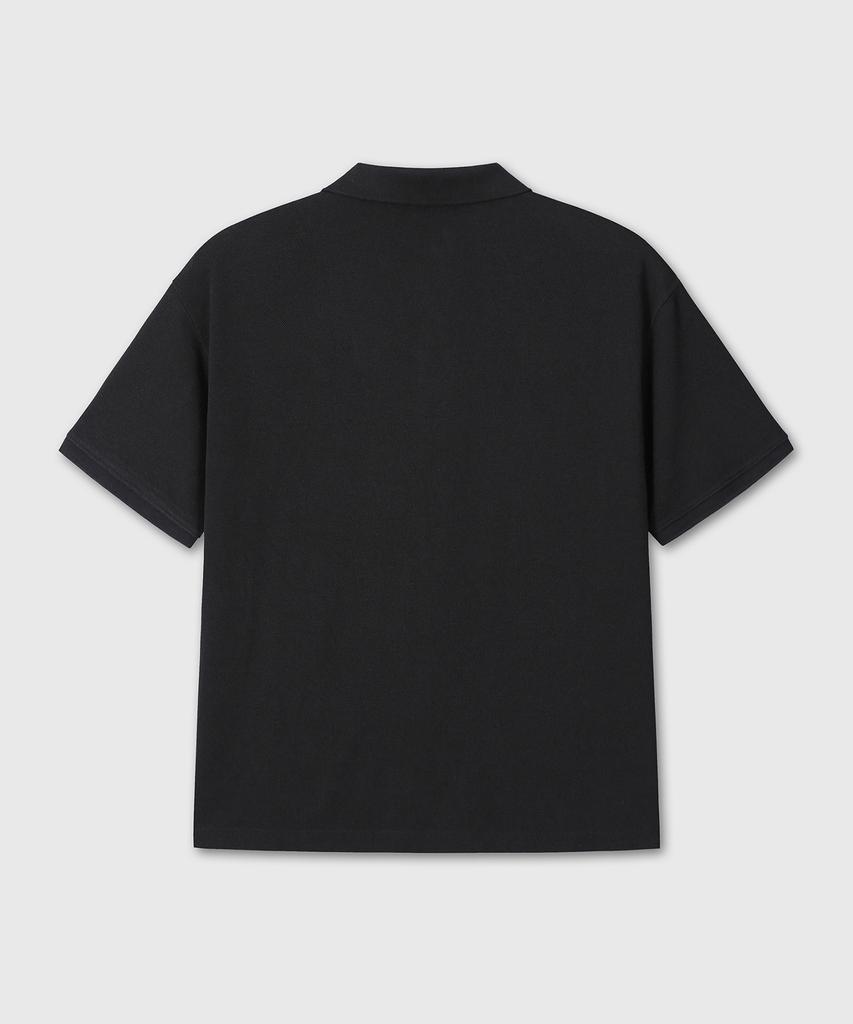 Daibeuin Regular Polo Crop T-Shirts (Black)