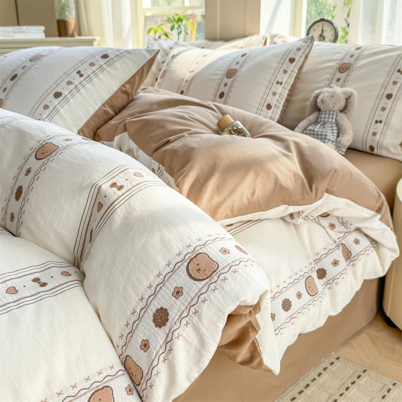 Luxury Lightweight Cotton Bedding Set Dorm Bed Sheets Pillowcases