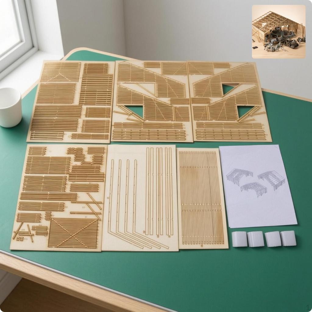 Hangar Model Kit Cut Building OpenFrame for Hobbyists, Dioramas, Displays