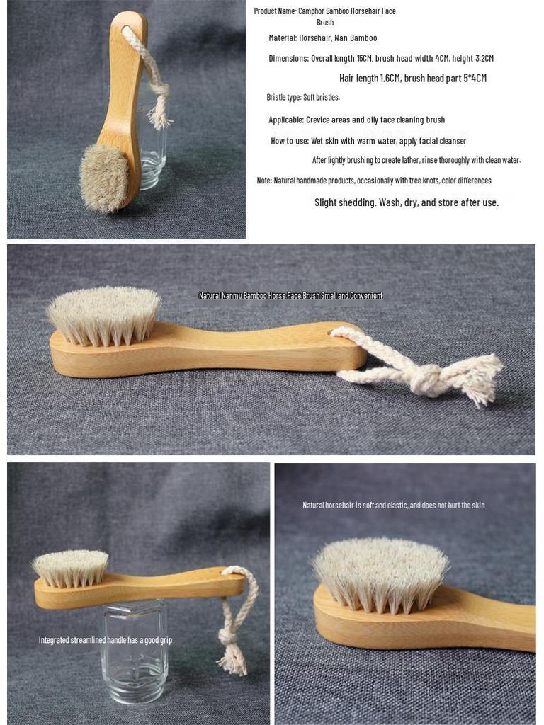 Soft Bamboo Horsehair Face Brush for Infants & Toddlers - Gentle Massage & Cleaning Brush