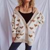 New Winter Valentine's Day Sweater Cardigan Love Knitted Medium Long Sweater Jacket for Women 3555 KTB