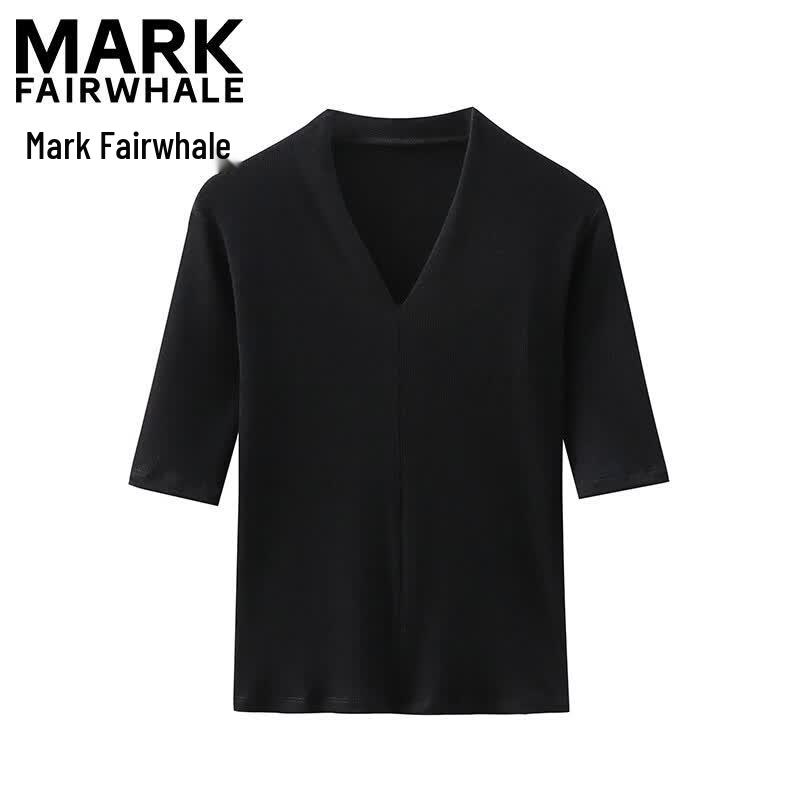 Mark Fairwhale Women's Elegant Slim Fit V-Neck Knit Top