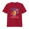 Retro Funny Th of July Just Here For The Wieners Hot Dog Patriotic Print Casual T Shirt Vintage Washed Soft Unisex Stylish