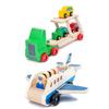 Wooden Transport Truck/Transport Plane Toy Set for W/ Non-toxic Color Painted Realistic Car/Plane Funny Car Toy Toddlers