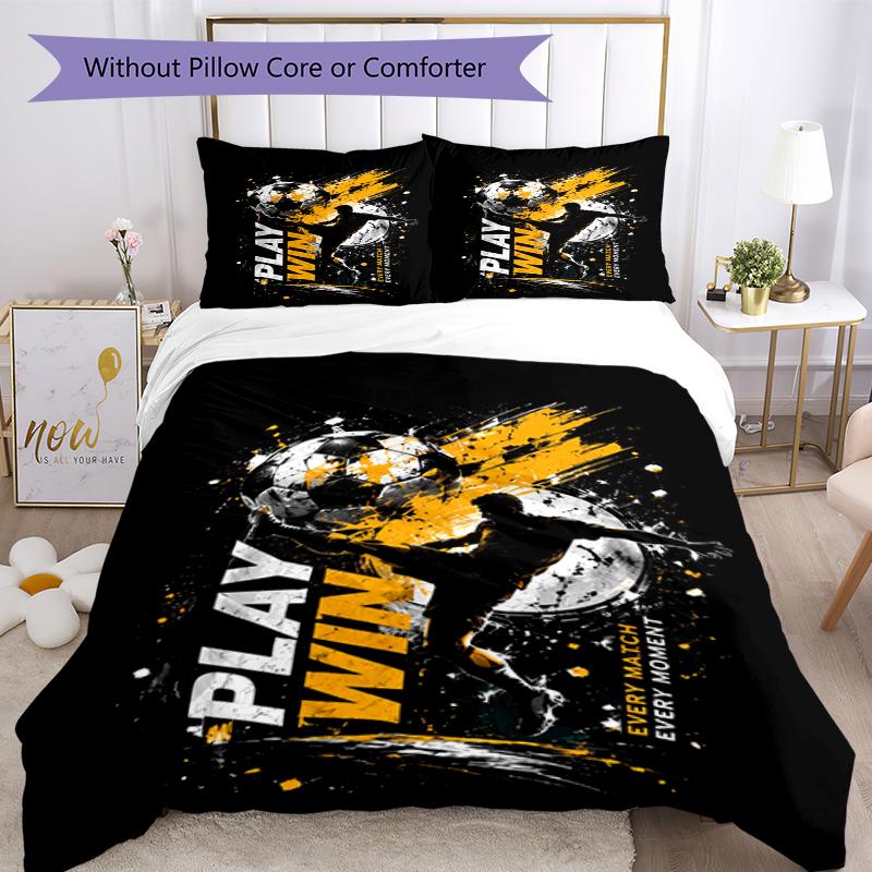 3pcs Soccer Bedding Set Duvet Cover Closure Includes 1 Duvet Cover & 2 Pillowcases, Soft and Comfortable for All Seasons.