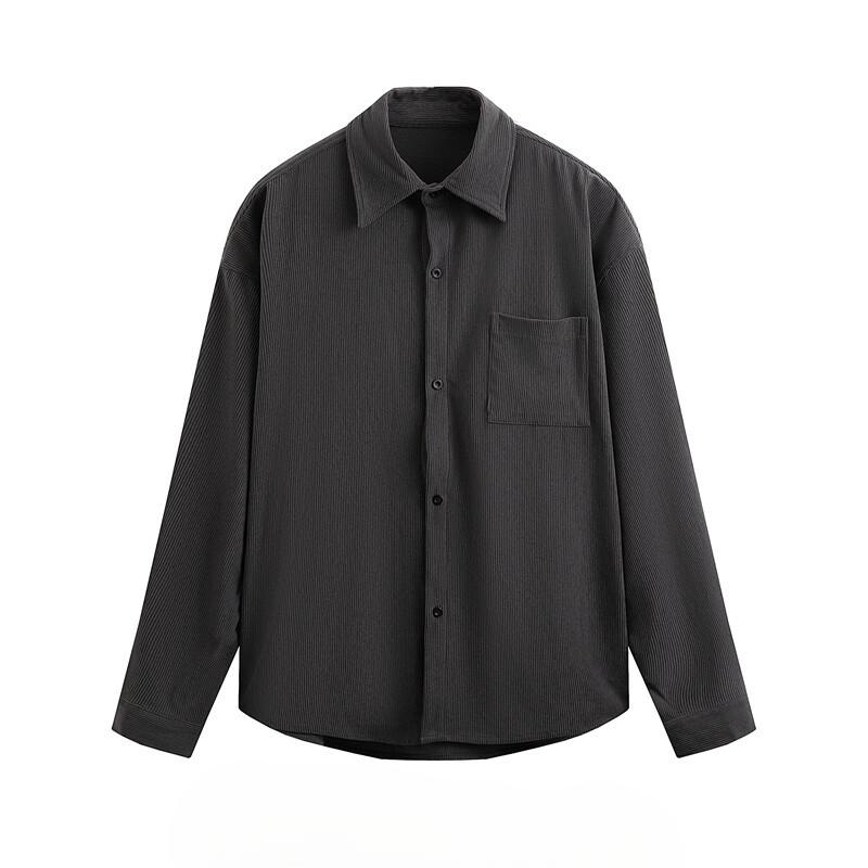 Spring American Retro Corduroy Long-sleeved Shirt Falling Shoulders Men Solid Color Fat Shirt Men's Jacket