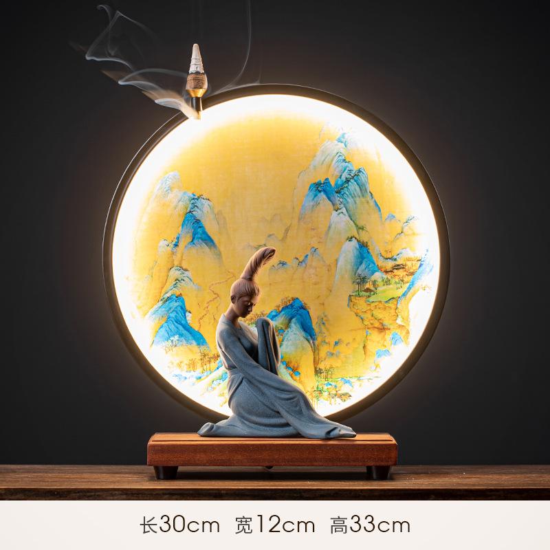 Zen Chinese Ancient Dancing Statue for Women, Beautiful Women Statues, Ceramic, Purple Sand, Tea Room Decorations, Gift