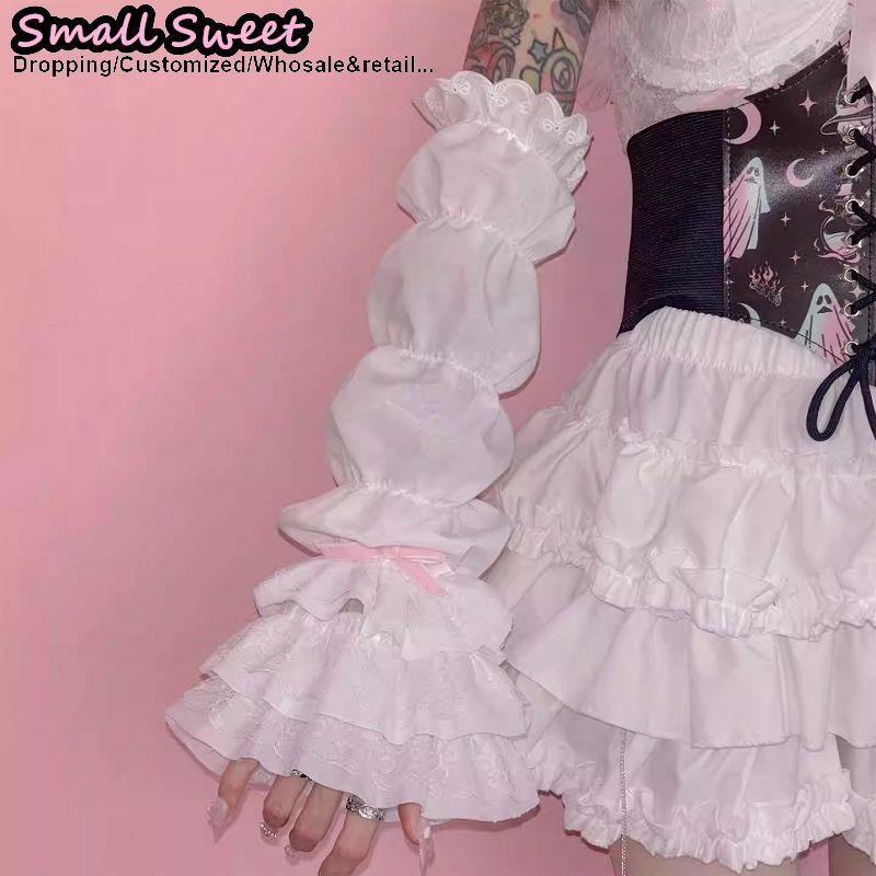 Y2K Girl Lolita jk Goth Women‘s sleeve cover Half finger yarn Tutu Gothic Lolita Arm Warmers Wrist Cuffs Lace Ruffled Gloves