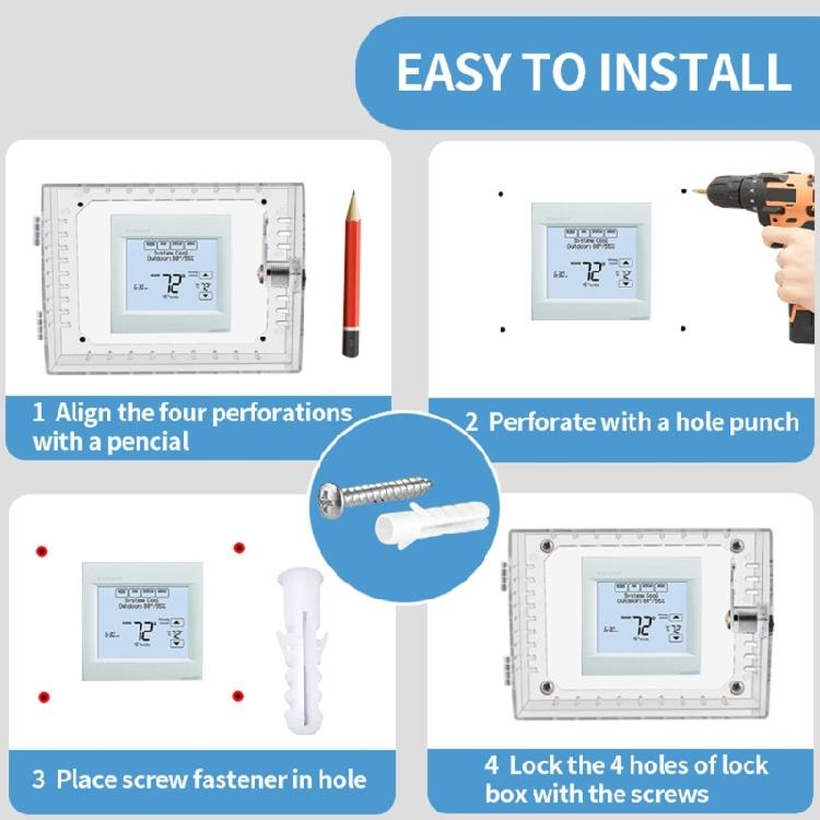 Clear Thermostat Lock Box with Combination Lock Set Wall Mount Thermostat Cover for Enhances Security and Protective