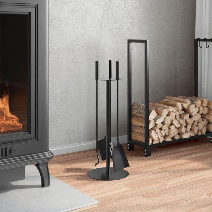 Set d'outils de cheminée 4 pcs 22x59 cm acier