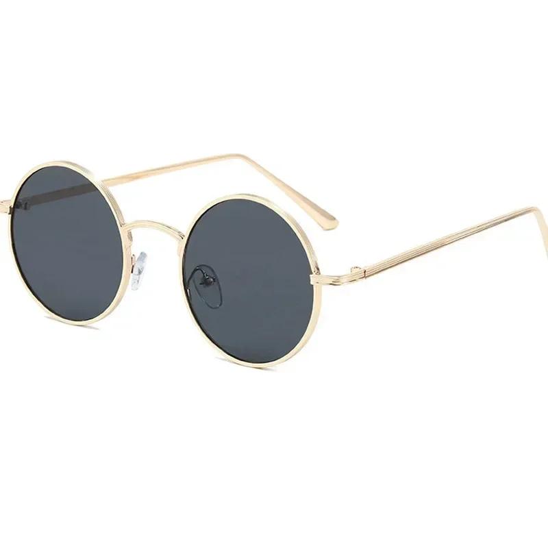 New Gold Round Metal Frame Sunglasses Men Retro Summer Style Women Red Lens Sun Glasses Unisex Yellow Pink Black