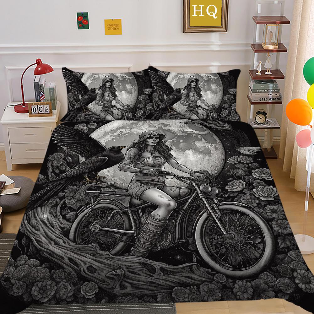 Beauty Skull Printed Comforter Cover Set Twin Size Polyester Home Bedclothes Highend Soft Duvet Cover Set