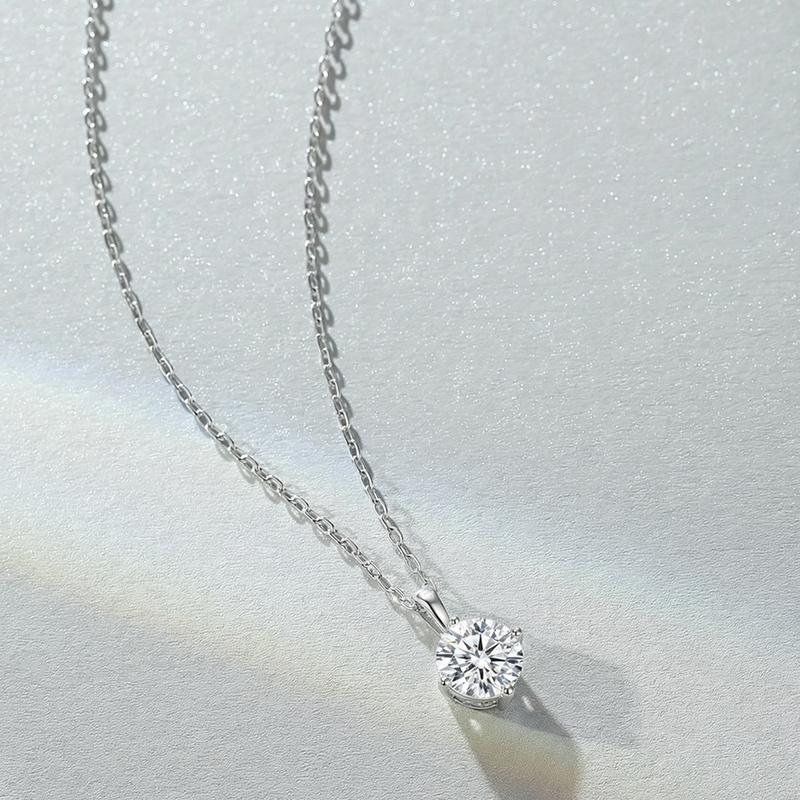 Moissanite Pendant Necklace for Women for Daily Wear, Classic Round Solitaire Jewelry Gift for Wedding and Anniversary