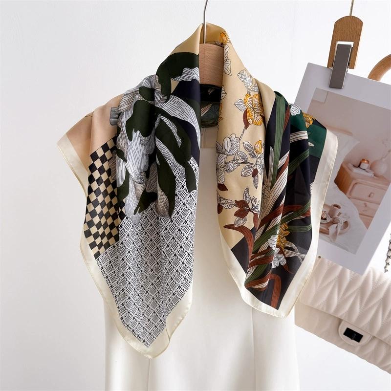 66Cm Floral Printed Square Scarf High-end Small Square Scarf Shawls Women Scarves