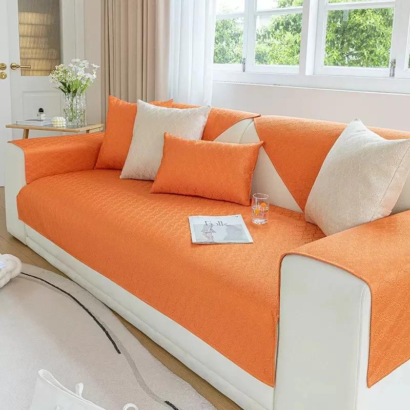 

Новая высокоточная жаккардовая простая и стильная атмосферная однотонная противоскользящая подушка для дивана в скандинавском стиле 70x70cm оранжевый