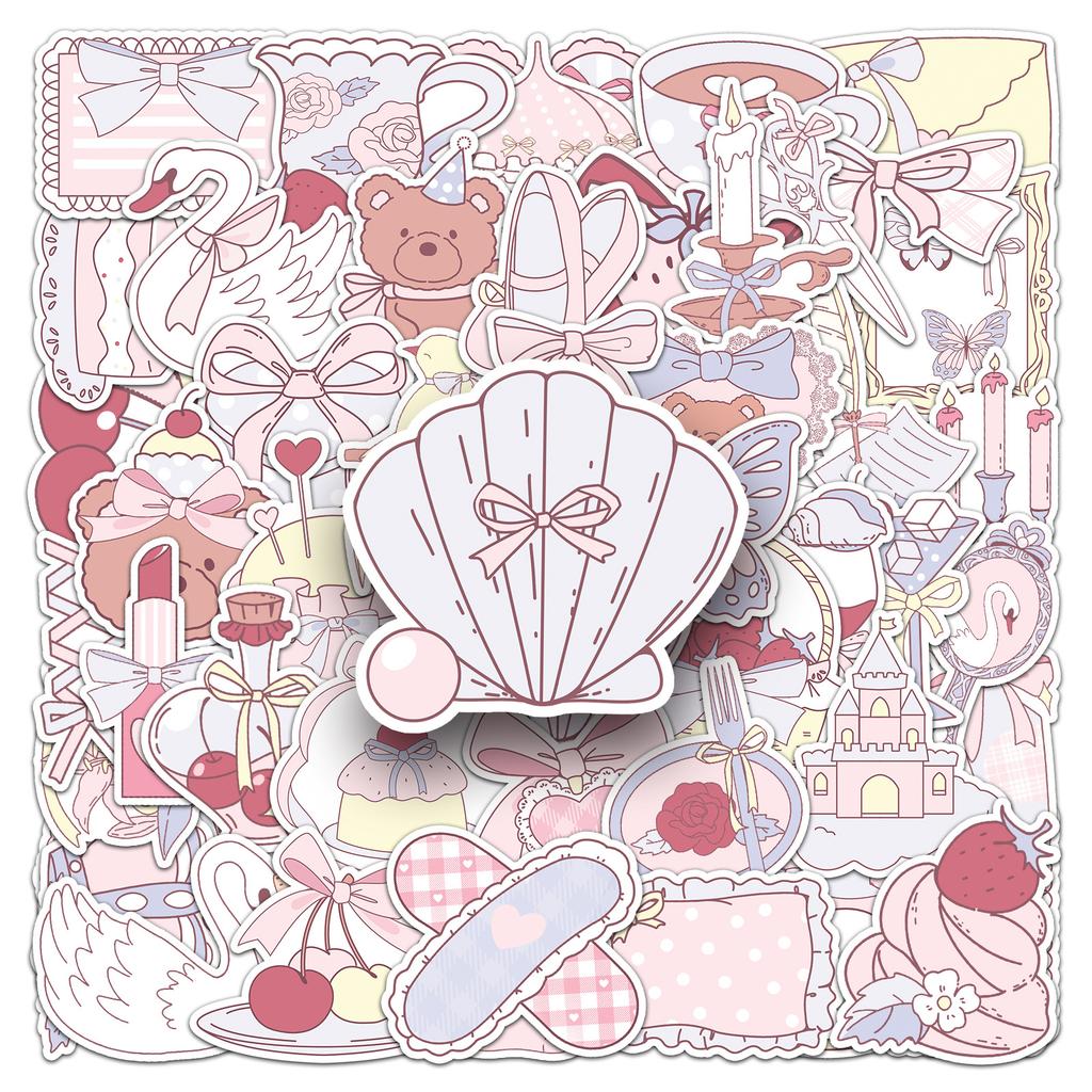 50 Ballet Style Graffiti Stickers Cartoon Cute Little Fresh Hand-painted Decorative Mobile Phone Case Handbook Stickers