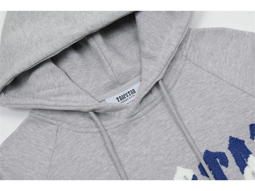 Trapstar Unisex modrá a bílá vyšívaná froté mikina s kapucí - Neformální styl pro páry