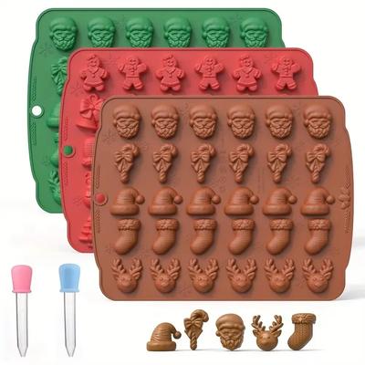 Christmas Silicone Candy Mold for Gingerbread Christmas Tree Snowman Reusable Food Grade Non Stick DIY Baking Tool
