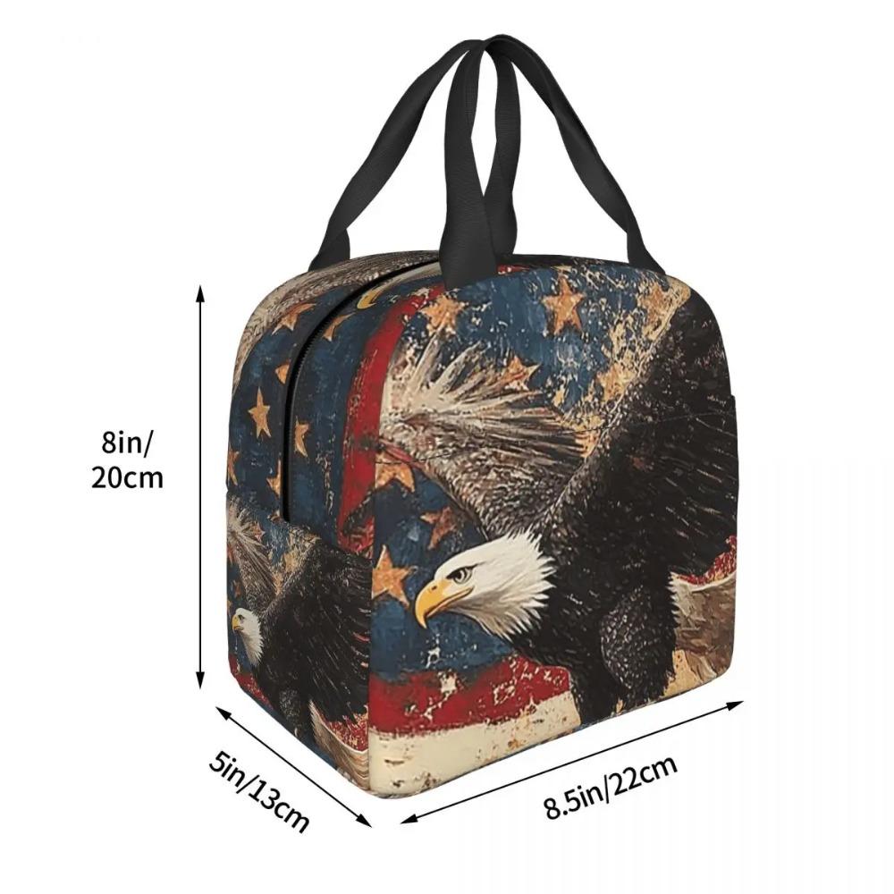 Vintage American Flag Eagle Insulated Lunch Bag for Women Kids Leakproof Food Boxes Thermal Lunch Box Tote
