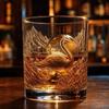 Bicchiere da Whiskey in Vetro con Incisione di Cigno Adatto per Distillati e Cocktail Base Spessa Resistente Trasparente