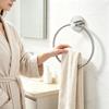 Wall Mounted Towel Holder With Adhesive Base, Metal Round Towel Loop for Bathroom Kitchen Tile Glass Marble and Guest Room Indoor Use