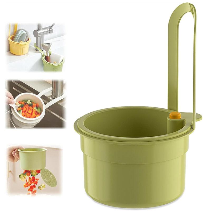 Kitchen Sink Strainer Basket 2 in 1 Self Cleaning Sink Food Waste Catcher Press Automatic Dumping Strainer with Bottom Release