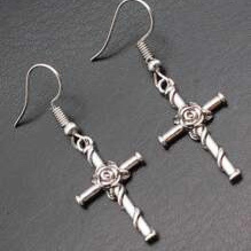 

These Rose Vine Cross Pendant Earrings Blend Hip-Hop Punk Style With A Small And Simple Design, Making Them Perfect For Everyday Wear.