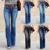 Women Casual Bell Jeans Solid Color Low Wasit Denim Pants Female Spring Autumn Slim Fit Flare Bottom Jeans Trousers (no Belt)